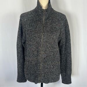 EVAN-PICONE Sweater Women's XL Grey Long Sleeve Zip Dark Academia Wool Blend